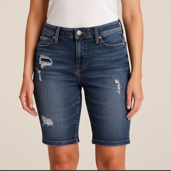 👖 Liverpool Los Angeles Distressed Hemmed Bermuda - Picture 1 of 6